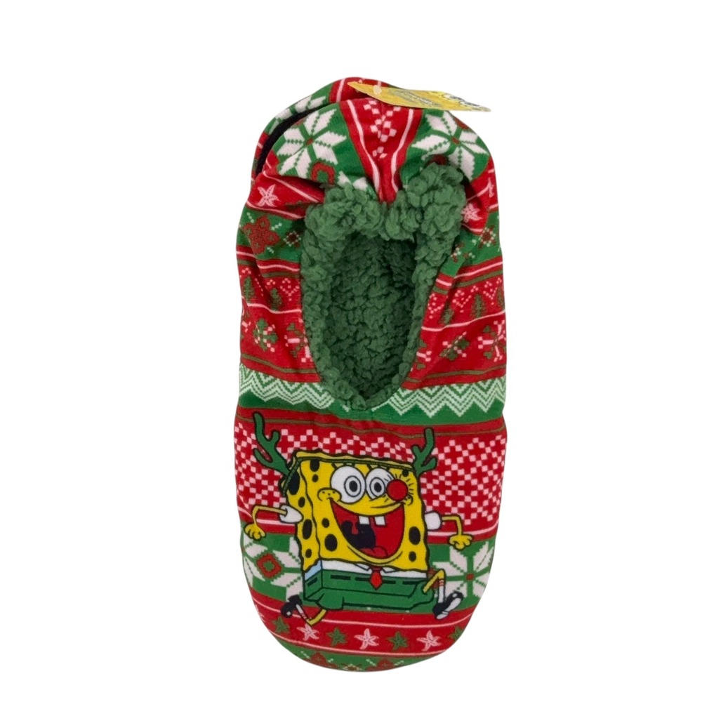 SpongeBob SquarePants Men's Christmas Ugly Sweater Slippers Size 10-13 Cozy NWT - Picture 6 of 13